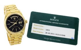 Rolex Day-Date Ref. 1803 Automatik 750/- Gelbgold. ohne Box und ohne Papiere. Servicepapiere und Rec