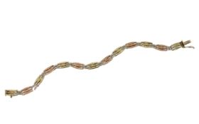 Armband 7.17g 585/- Gelbgold. Weissgold. Rotgold. Laenge ca. 19.50 cm. 1 Glied defekt