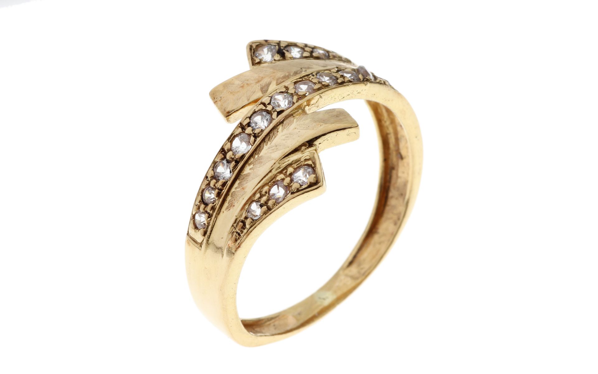 Ring 3.52g 750/- Gelbgold mit Zirkonia. Ringgroesse ca. 58