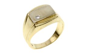 Ring 8.55g 585/- Gelbgold und Weissgold mit Diamant ca. 0.06 ct.. Ringgroesse ca. 60