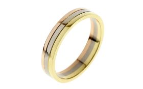 Cartier Ring 8.23g 750/- Gelbgold. Weissgold und Rotgold. Ringgroesse ca. 67