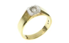 Ring 8.9g 585/- Gelbgold und Weissgold mit Diamant ca. 0.18 ct.. Ringgroesse ca. 63