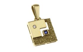 Anhaenger 4.49g 750/- Gelbgold mit Diamant ca. 0.02 ct. G/si und Saphir