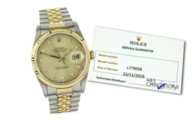 Rolex Datejust Ref. 16233 Automatik 750/- Gelbgold/Edelstahl mit Diamantbesatz. ohne Box und ohne Pa