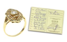 Ring 5.08g 750/- Gelbgold mit Diamant ca. 0.50 ct. G/vvs und ca. 50 Diamanten zus. ca. 1 ct. if/vs-s