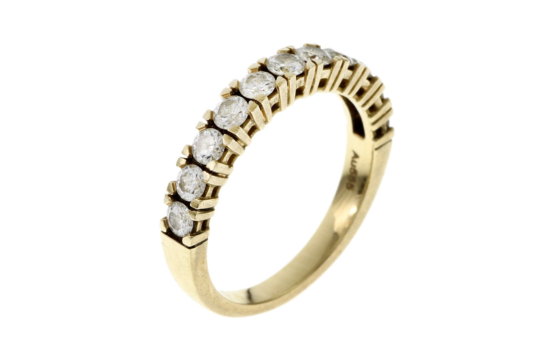 Ring 3.86g 585/- Gelbgold mit 11 Diamanten zus. ca. 1.10 ct.. Ringgroesse ca. 57