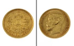 Goldmuenze 5 Rubel 1898 4.28g 900/- Gelbgold