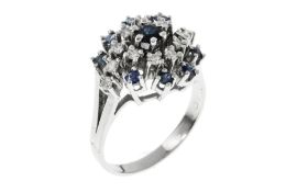 Ring 4.48g 585/- Weissgold mit 12 Diamanten zus. ca. 0.24 ct. und Saphiren. Ringgroesse ca. 52