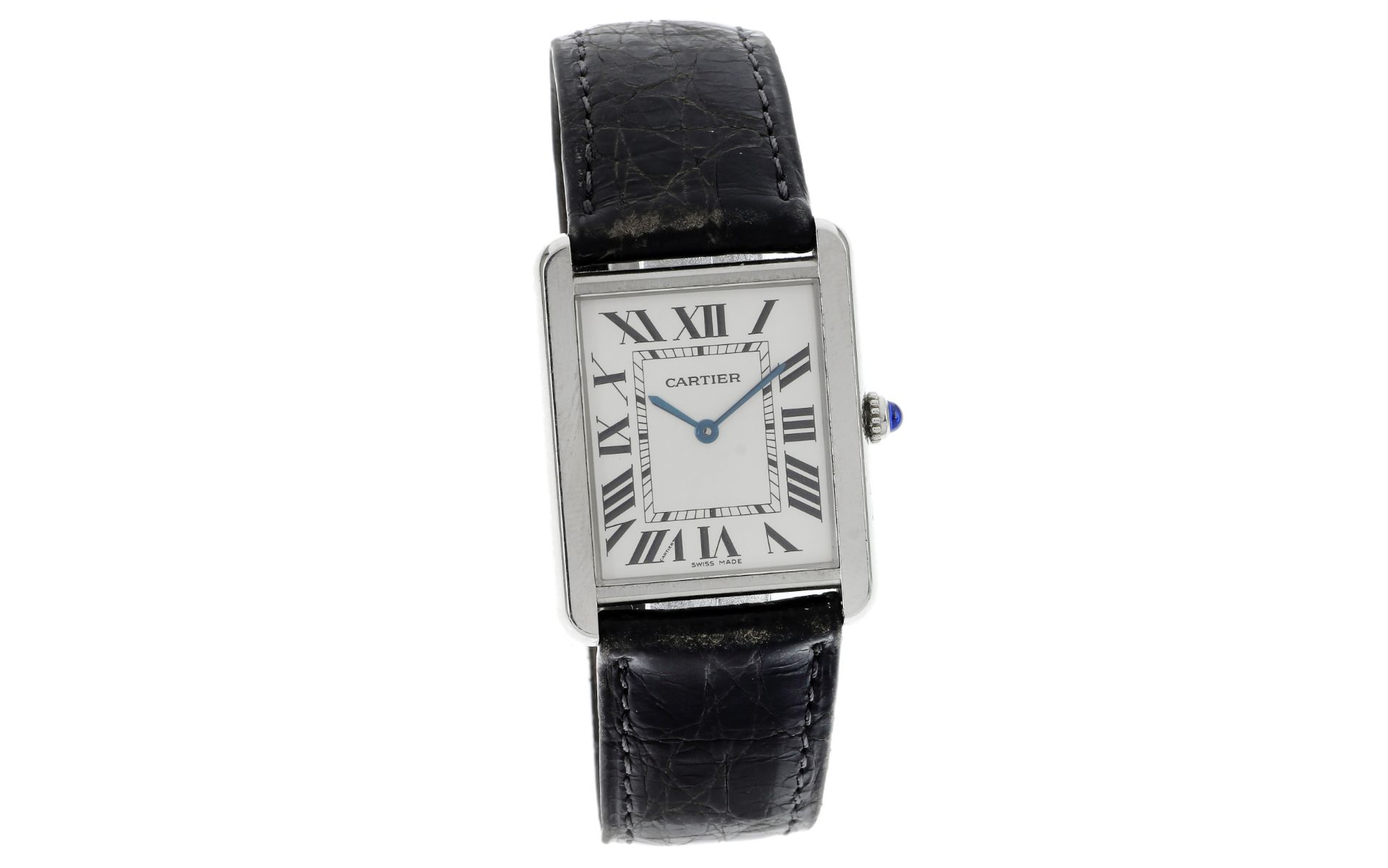 Cartier Tank Solo Ref. 2715 Quarz Edelstahl mit Lederband nicht original von Cartier. ohne Box und o