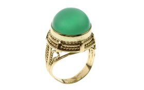 Ring 10.61g 750/- Gelbgold mit Chrysopras. Ringgroesse ca. 59