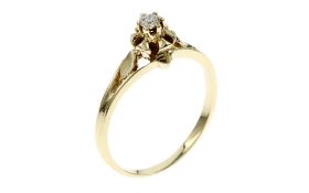 Ring 2.98g 585/- Gelbgold mit Diamant 0.15 ct F/p. Ringgroesse 61