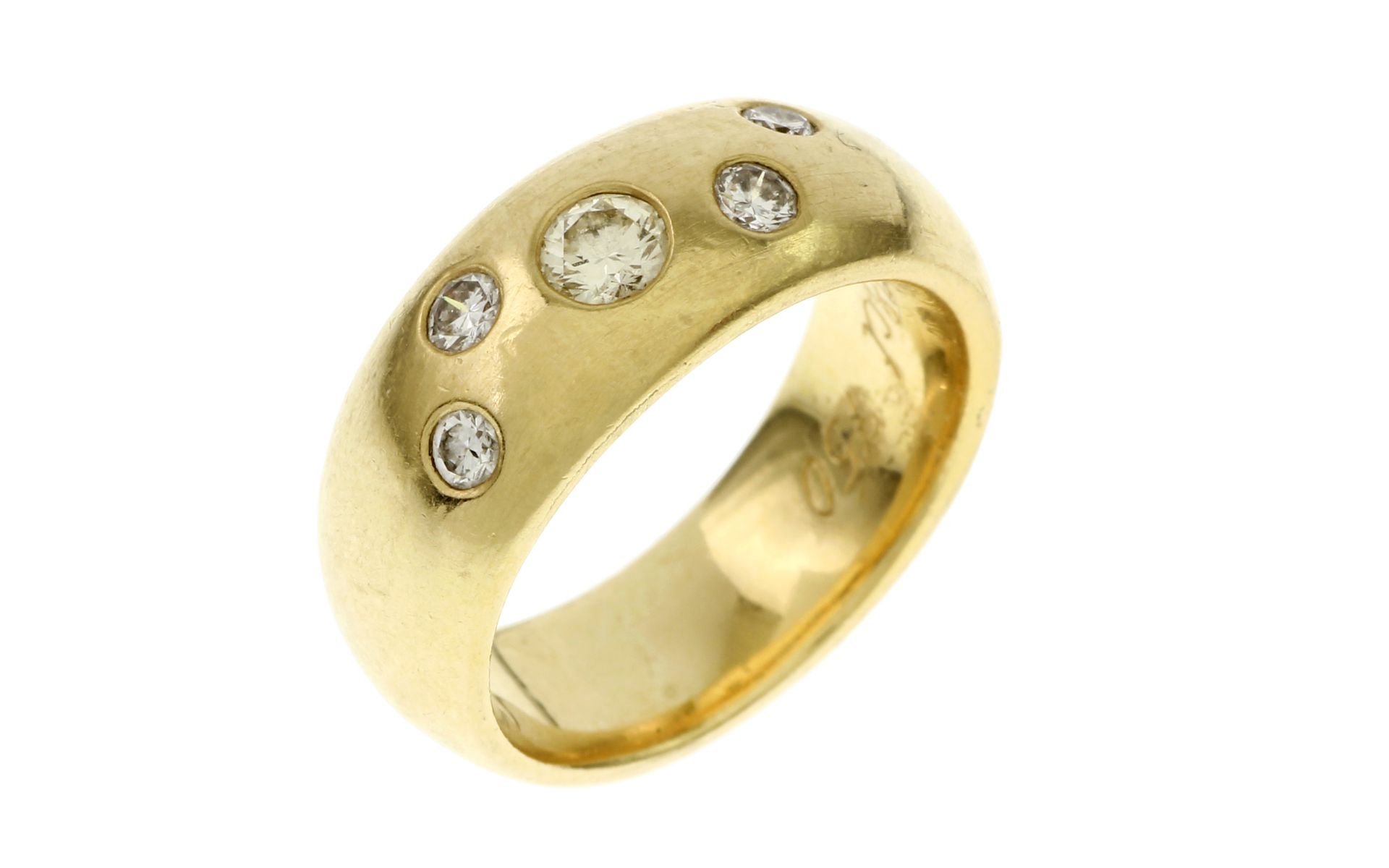 Ring 10.05g 750/- Gelbgold mit 5 Diamanten zus. ca. 0.30 ct.. Ringgroesse ca. 48