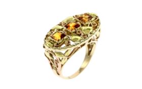 Ring 9.47g 585/- Gelbgold und Rotgold mit Citrinen. Ringgroesse ca. 58