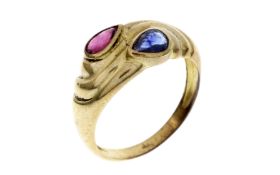 Ring 2.67g 333/- Gelbgold mit Rubin und Saphir. Ringgroesse ca. 58