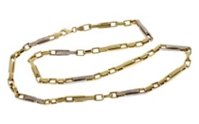 Kette 15.97g 585/- Geldgold und Weissgold. Laenge ca. 55 cm