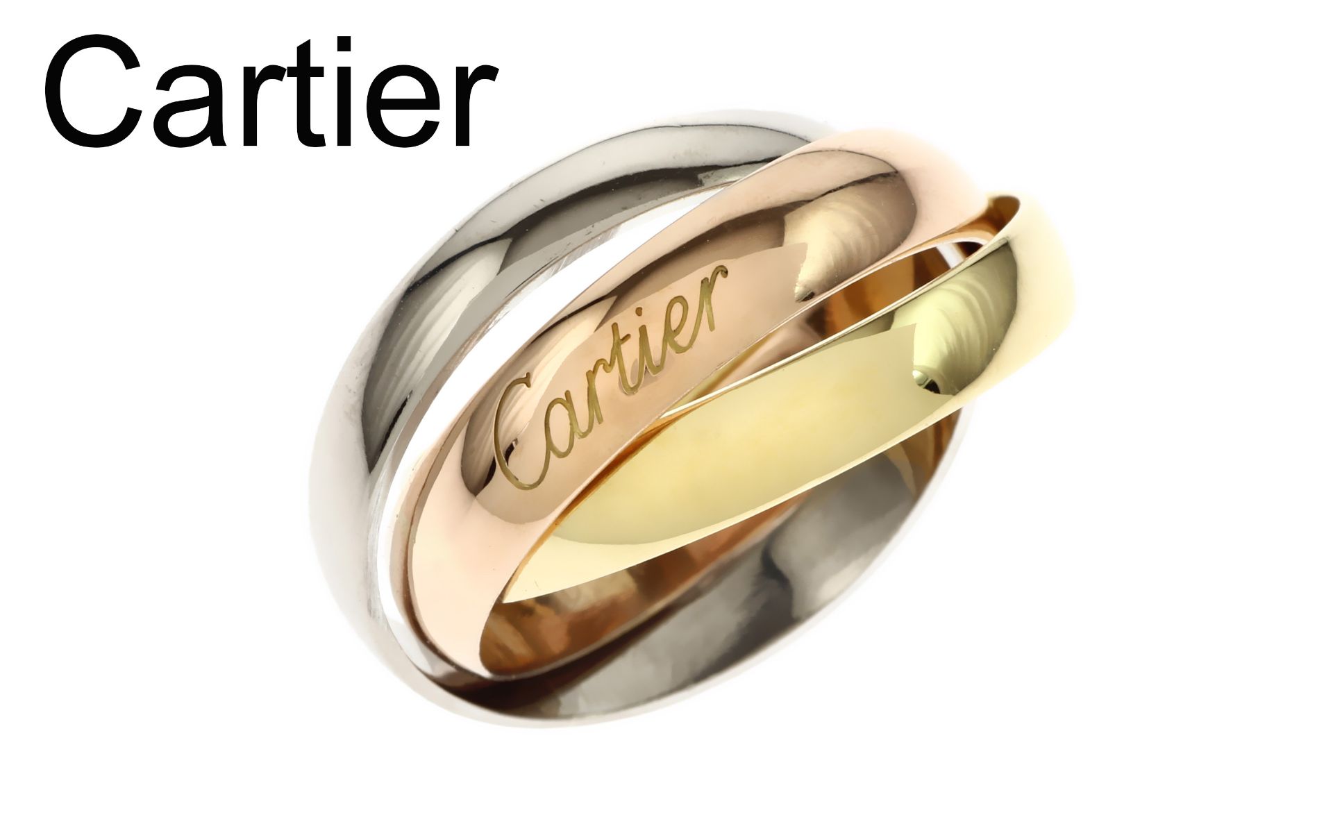 Cartier Trinity Ring 14.73g 750/- Gelbgold. Weissgold und Rotgold. Ringgroesse ca. 60
