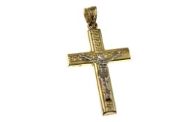 Anhaenger Kreuz 6.27g 585/- Gelbgold und Weissgold