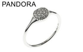 PANDORA Ring 3.38g 750/- Weissgold mit 20 Diamanten zus. ca. 0.30 ct. E/vvs-vs. Ringgroesse ca. 59 