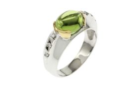 Ring 6.59g 750/- Gelbgold und Weissgold mit 6 Diamanten zus. ca. 0.12 ct. und Beryll. Ringgroesse ca