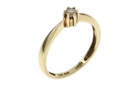 Ring 1.71g 585/- Gelbgold mit Diamant 0.10 ct.. Ringgroesse ca. 50