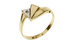 Ring 1.19g 585/- Gelbgold und Weissgold mit Diamant ca. 0.01 ct.. Ringgroesse ca. 59