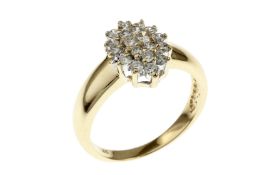 Ring 4.22g 585/- Gelbgold und Weissgold mit 21 Diamanten zus. ca. 0.80 ct. und 1 brauner Diamant ca.