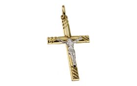 Anhaenger Kreuz 1.31g 750/- Gelbgold und Weissgold