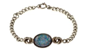 Armband 18.34g 800/- Silber mit Opal. Laenge ca. 20 cm