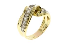 Ring 10.77g 750/- Gelbgold und Weissgold mit Zirkonia. Ringgroesse ca. 59