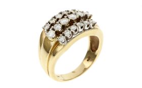 Ring 9.03g 585/- Gelbgold mit 18 Diamanten zus. ca. 1.10 ct. G/si. Ringgroesse 58