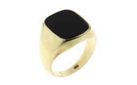 Ring 6.31g 585/- Gelbgold mit Onyx. Ringgroesse ca. 61