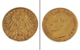 Goldmuenze 10 Mark Deutsches Reich 1890 900/- Gelbgold 3.96g