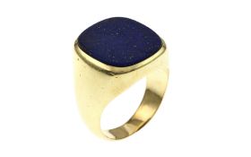 Ring 19.48g 585/- Gelbgold mit Lapislazuli. Ringgroesse ca. 61