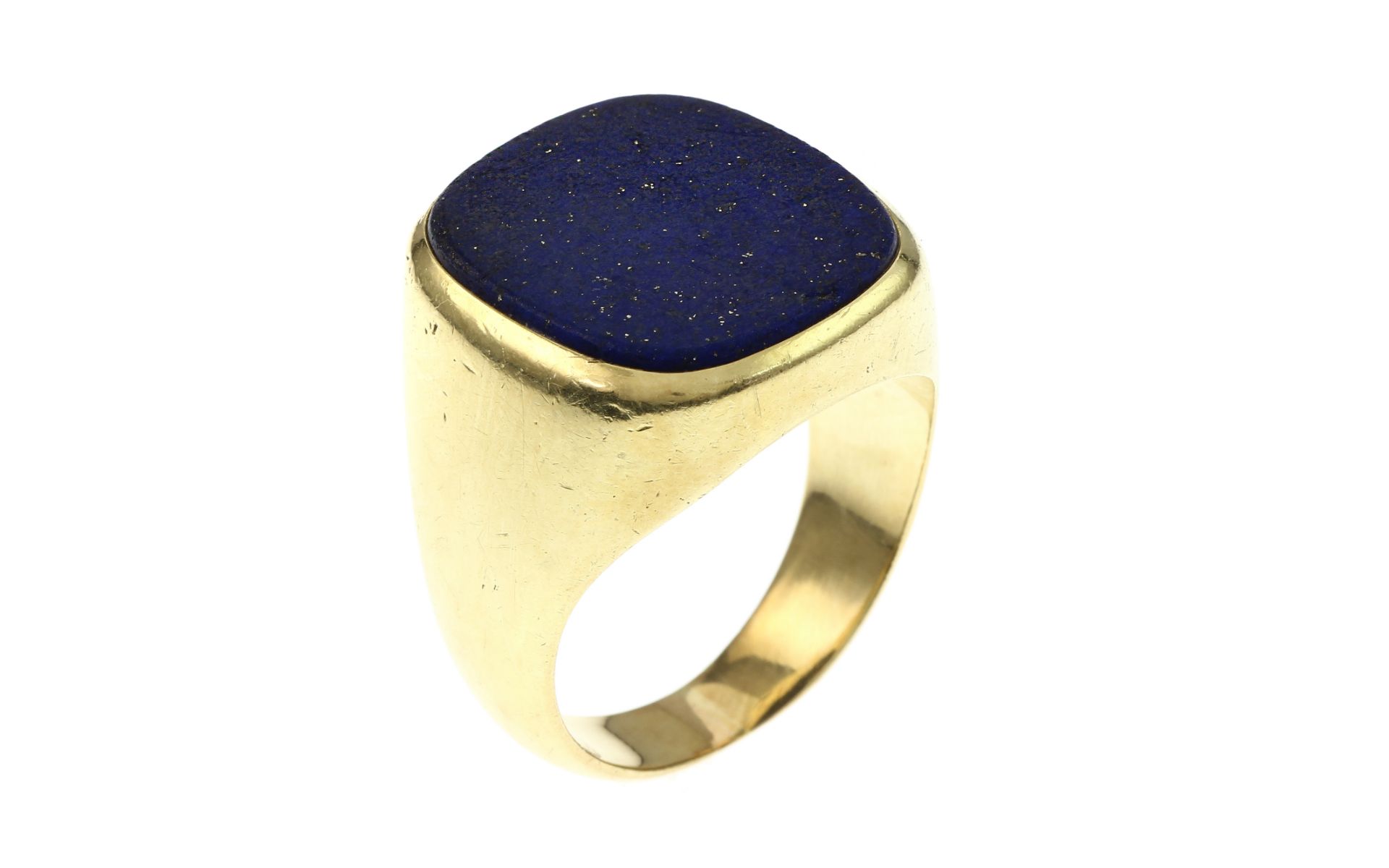 Ring 19.48g 585/- Gelbgold mit Lapislazuli. Ringgroesse ca. 61