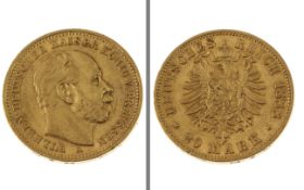 Goldmuenze 20 Mark Deutsches Reich 1888 7.94g 900/- Gelbgold