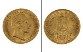 Goldmuenze 10 Mark Deutsches Reich 1911 3.96g 900/- Gelbgold