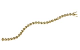 Tennisarmband 26.58g 585/- Gelbgold mit 29 Diamanten zus. ca. 3.25 ct.. Laenge ca. 19.50 cm