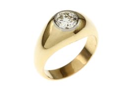 Ring 10.8g 750/- Gelbgold mit Diamant ca. 0.80 ct.. Ringgroesse ca. 54