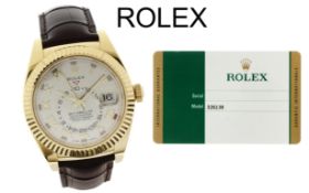 Rolex Sky-Dweller Ref. 326138 Automatik 750/- Gelbgold mit Lederband. ohne Box und mit Papiere. LC52