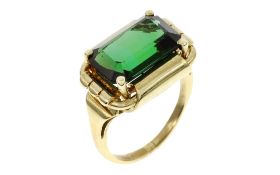 Ring 8.16g 585/- Gelbgold mit Turmalin. Ringgroesse ca. 56. Ringschiene ist gebrochen