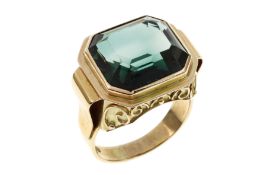 Ring 10.47g 585/- Gelbgold mit Turmalin. Ringgroesse ca. 61