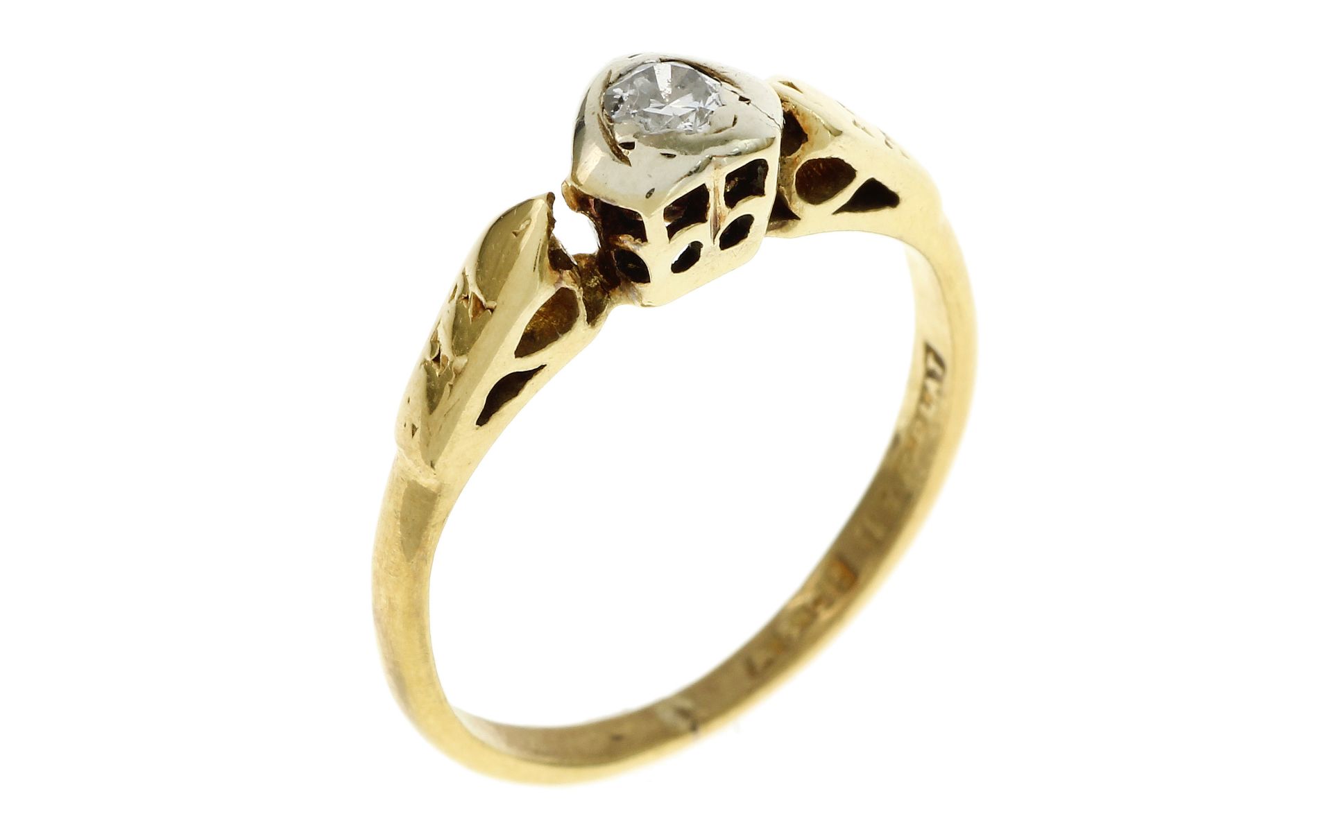Ring 1.74g 750/- Gelbgold mit Diamant ca. 0.08 ct.. Ringgroesse ca. 45
