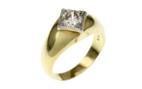 Ring 12.46g 585/- Gelbgold und Weissgold mit Diamant 1.16 ct. K/pi1. Ringgroesse ca. 61