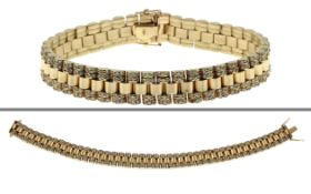 Armband 54.51g 585/- Gelbgold mit Zirkonia. Laenge ca. 22.50 cm