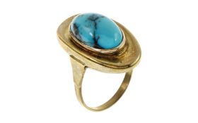 Ring 3.85g 333/- Gelbgold mit Tuerkis. Ringgroesse ca. 52