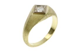 Ring 6.94g 585/- Gelbgold und Weissgold mit Diamant ca. 0.22 ct. G/p1. Ringgroesse ca. 57