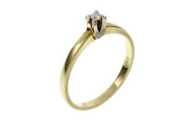 Ring 2.68g 585/- Gelbgold und Weissgold mit Diamant ca. 0.08 ct.. Ringgroesse ca. 56