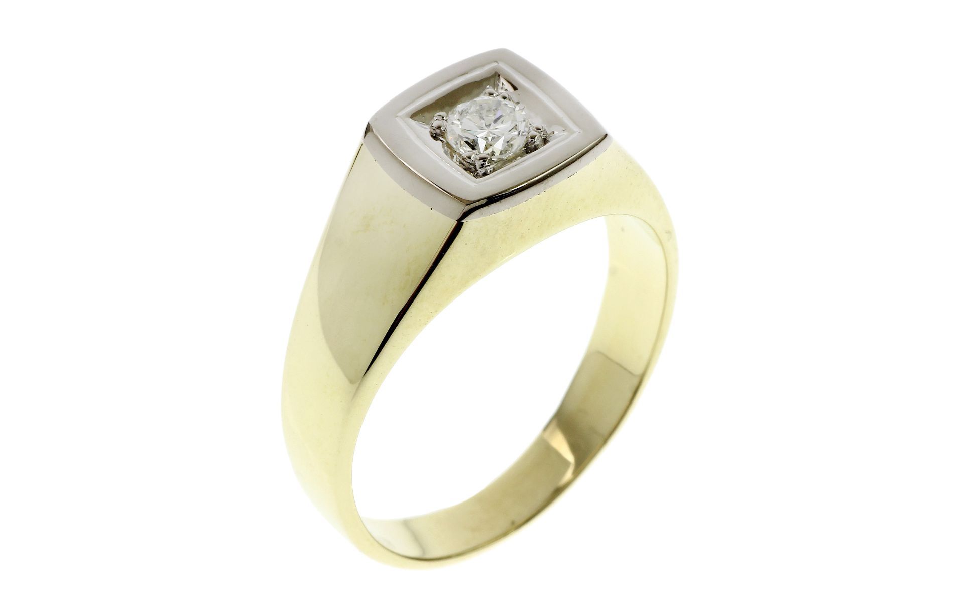 Ring 9.92g 585/- Gelbgold und Weissgold mit Diamant ca. 0.35 ct.. Ringgroesse ca. 63
