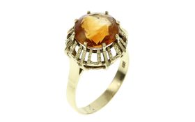 Ring 6.58g 585/- Gelbgold mit Citrin. Ringgroesse ca. 64