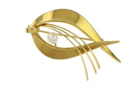 Brosche 5.83g 585/- Gelbgold mit Perle